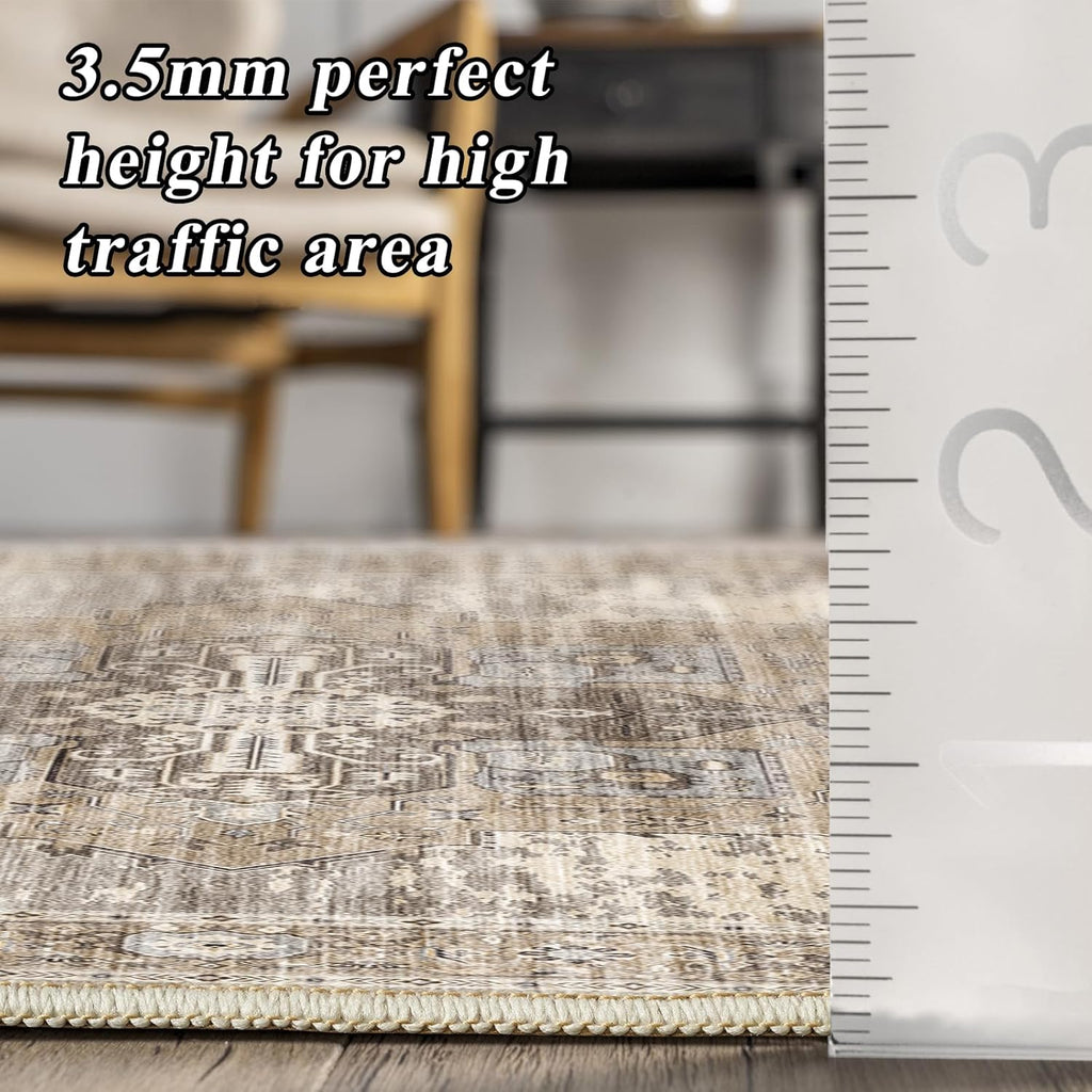 Washable 2x6 Runner Rugs - Large Boho Rugs for Living Room Stain Resistant Carpet Vintage Tribal Rug