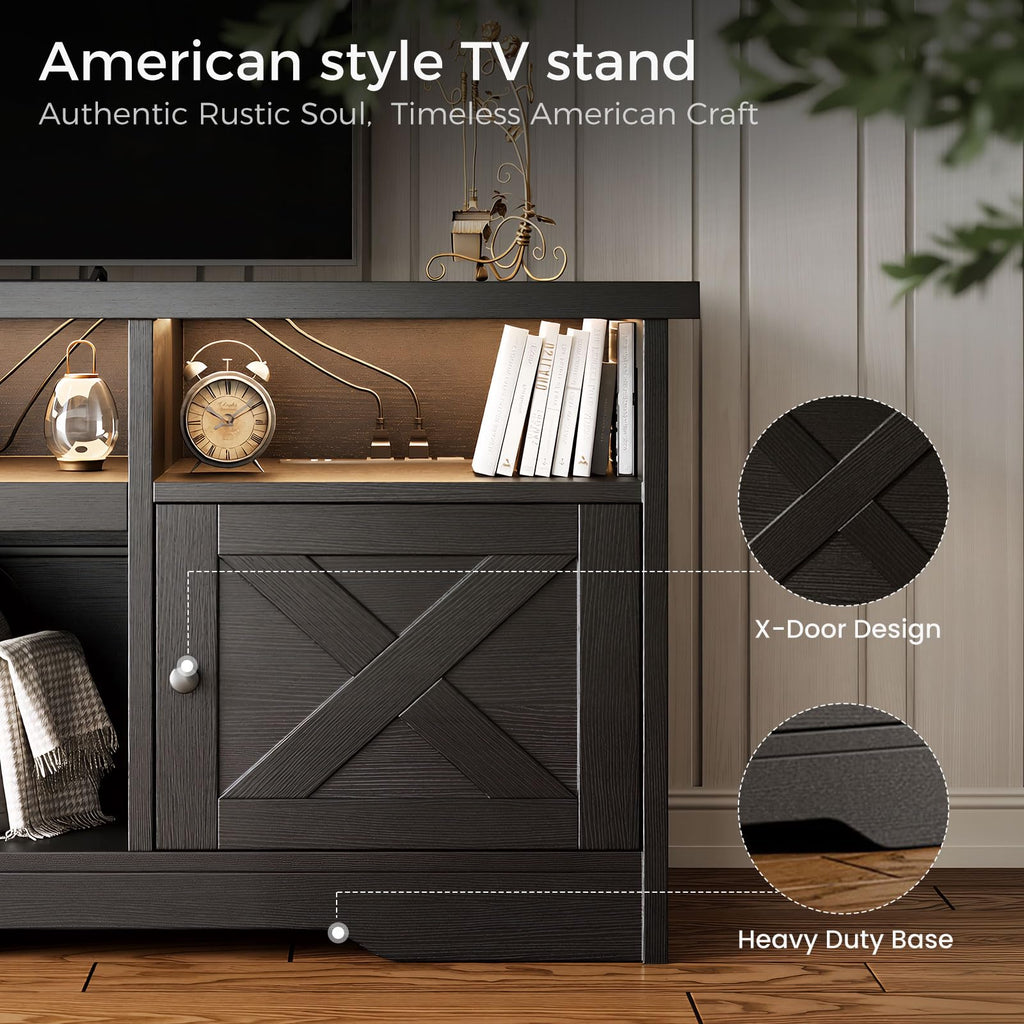 TV Stand for 75+ Inch TV, Entertainment Center, Black