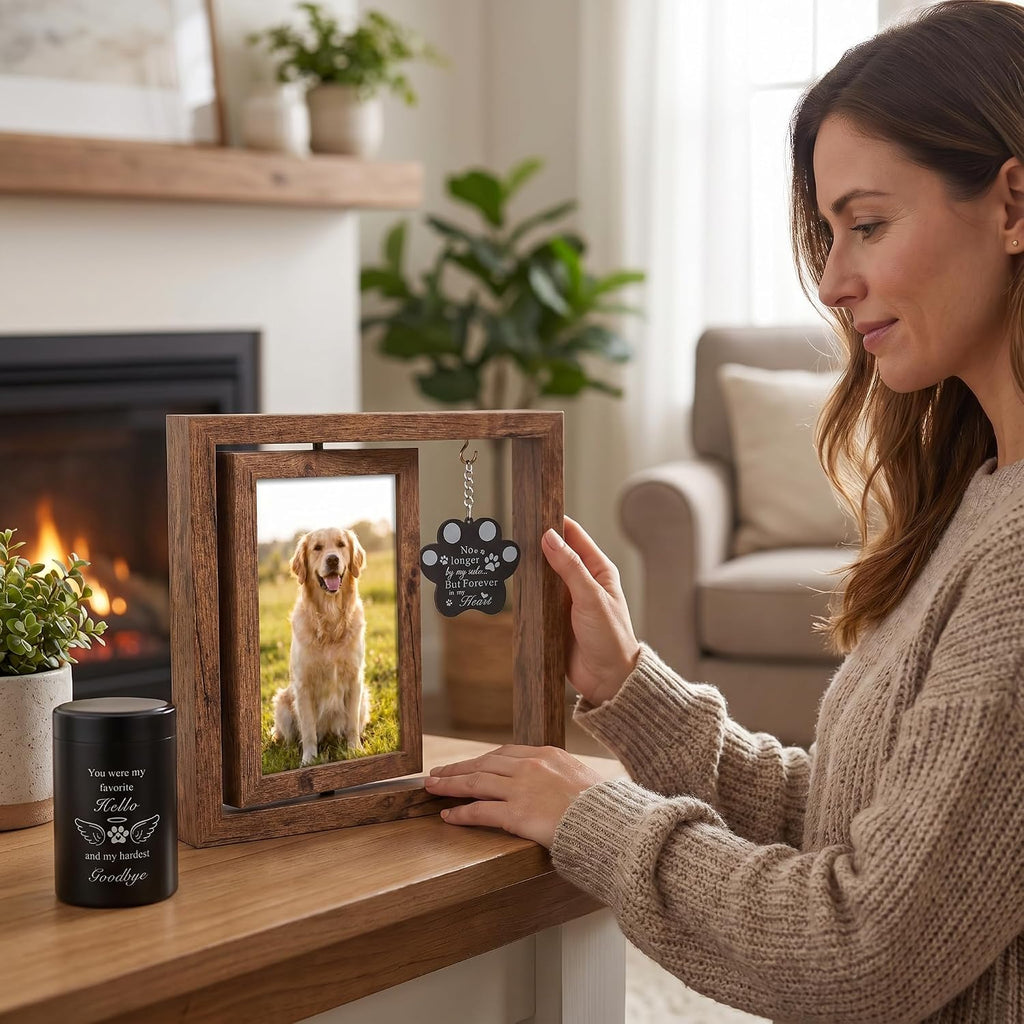 Memorial Gifts for Loss of Pet - Memorial Picture Frame and Small Urn Set