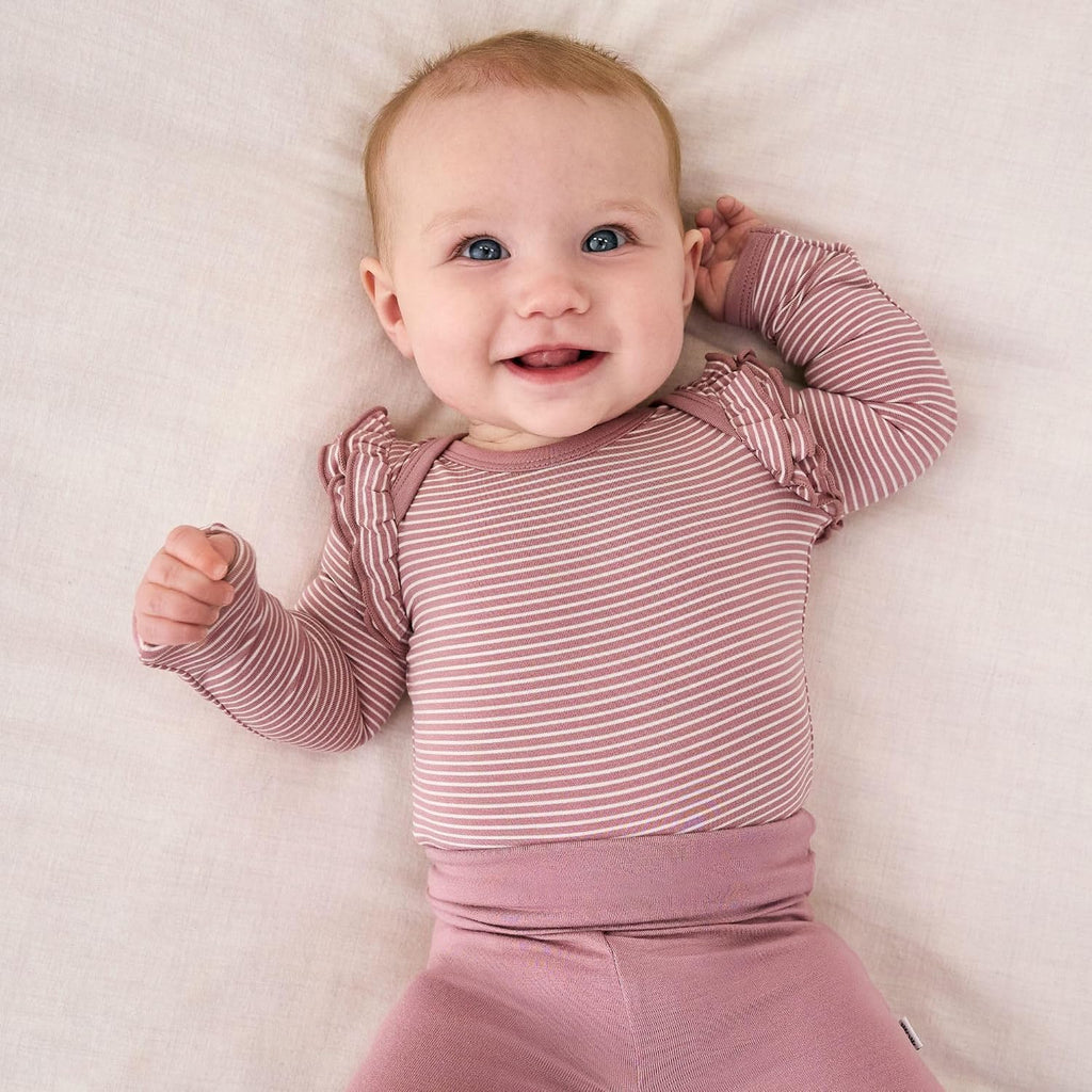 Flutter Bodysuit, Viscose from Bamboo Long Sleeve Bodysuit for Baby Girl, Outfit Baby Clothes