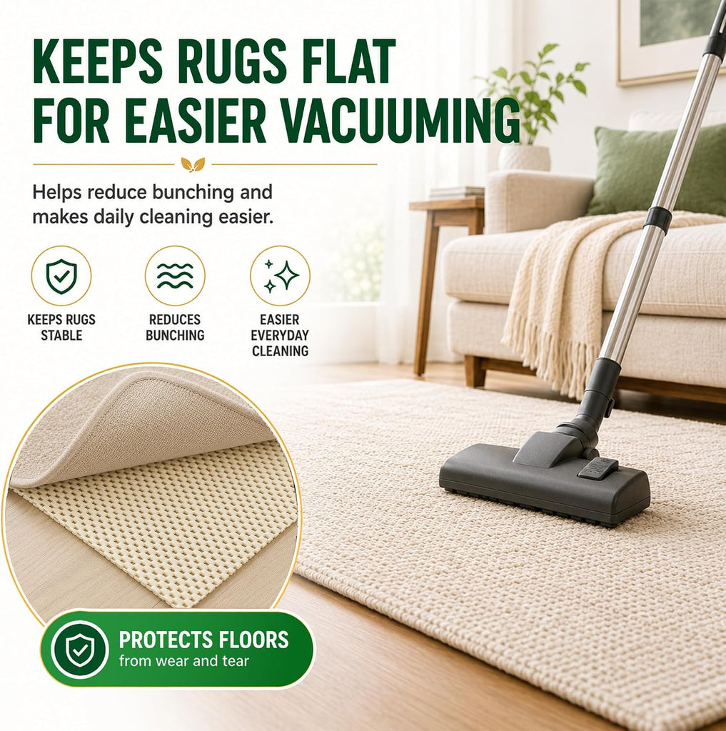 8x10 Non Slip Rug Pad Grip Mat Under Bedroom Living Room Large Area Rug Outdoor Play Carpet Anti Skid Thick Rubber