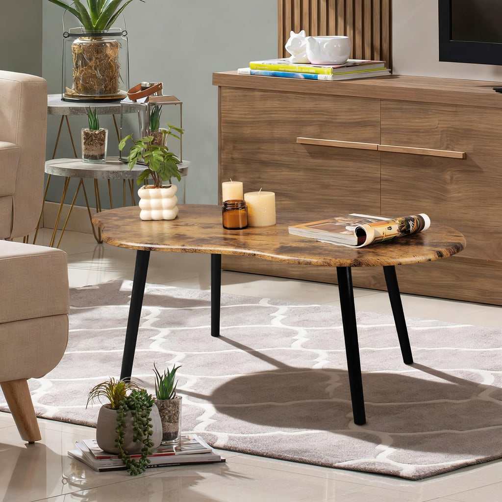 Small Cloud Coffee Table Wooden Living Room Center Table Glossy Brown