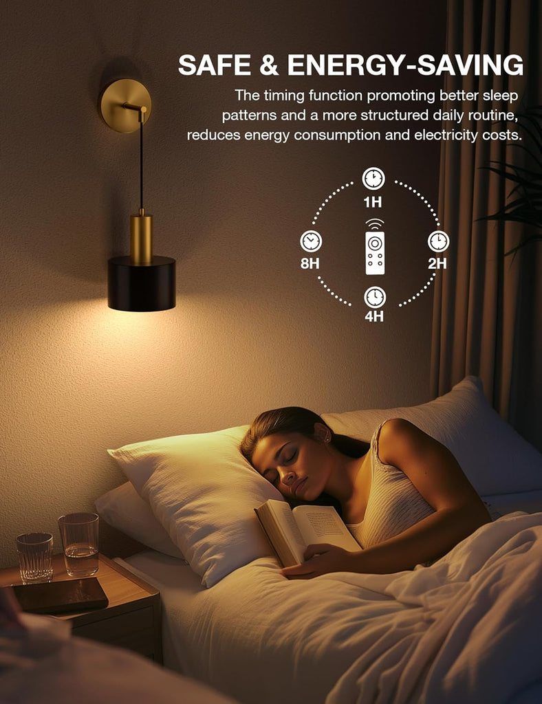 Battery Operated Wall Sconce Set of 2, Gold & Black Wireless Rechargeable Wall Lights with 5200mAh Dimmable