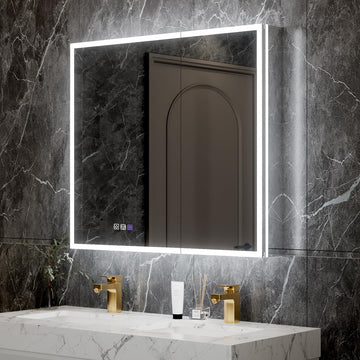 36"x32" Lighted Medicine Cabinet, Front&Backlit Led Medicine Cabinet Mirror