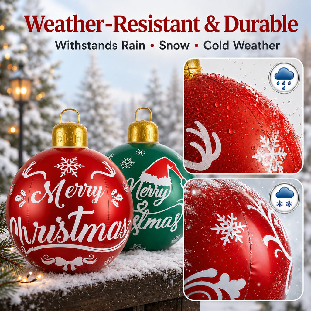 Inflatable Christmas Ornaments 2 Pack, 24 Inch Giant Balls Front Porch Decor