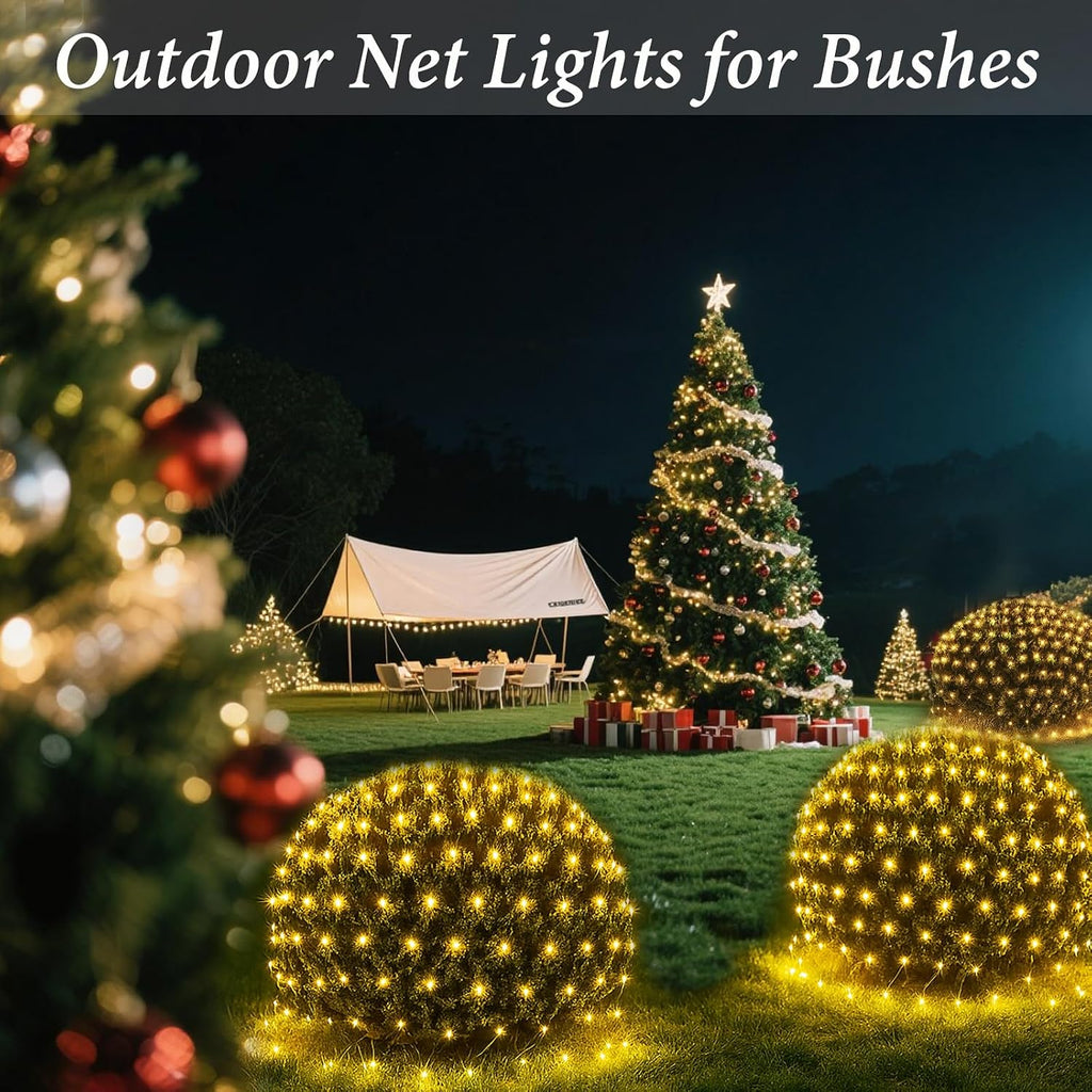 300LED Net Lights, 14.8ft x 5ft Connectable Christmas Net Lights 8 Modes, Waterproof Mesh Lights Plug in for Bushes