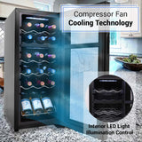 PKCWCDS188 Freestanding Wine Fridge, 18 Bottle Dual Zone Beverage Cooler for Hom