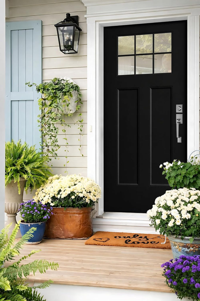 Fiberglass Entry Door, 36'' x 80'' Front Exterior Door with Brickmould and Vinyl Frame, Right Hand Inswing White