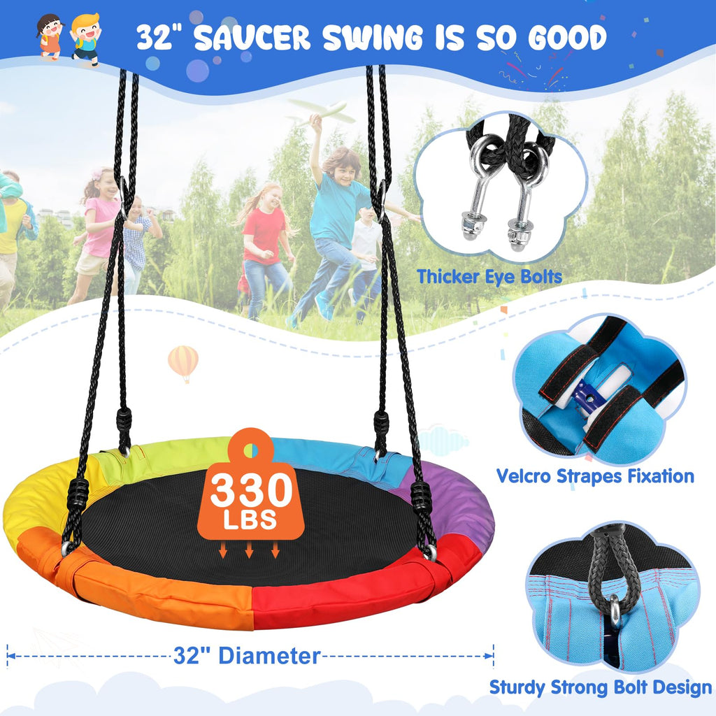 Climbing Dome with Saucer Swing, 10FT Jungle Gym, 800 lb Capacity