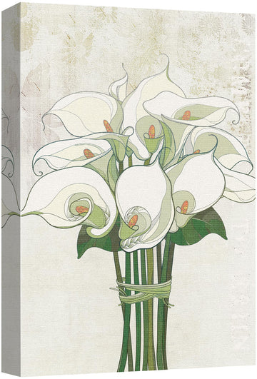 Canvas Print Wall Art Art Nouveau Calla Lily Bunch Floral Plants Illustrations Modern Art Farmhouse/Country