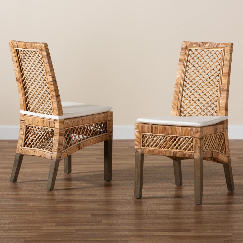 Argos Modern Bohemian Natural Rattan 2-Piece Dining Chair Set