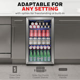 Beverage Refrigerator and Cooler, 116 Can Mini Fridge with Glass Door for Soda B