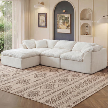 109" Modular Sectional Sofa, Cloud Comfy Chenille Couch with Deep Seats