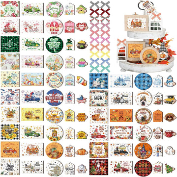 Fall Tiered Tray Decor Set Interchangeable Halloween Decor - Set of 101