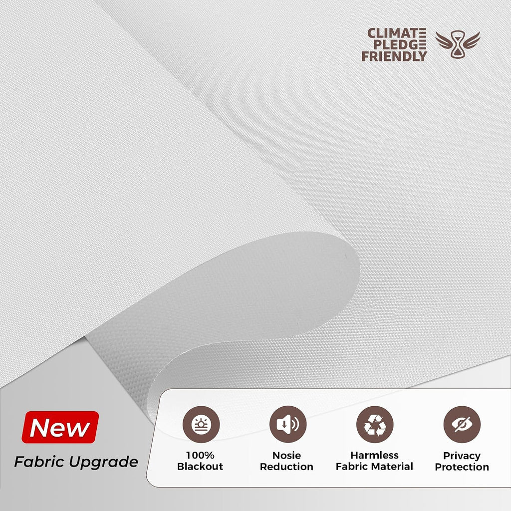 No Drill No Tools Blackout Roller Shades for Windows, (White 34 x 48), Renter-Friendly, UV Protection, no-Drill
