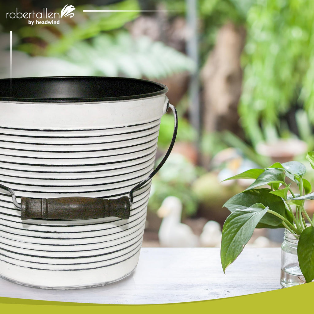 Vintage Collection 10 in Rustic White Bucket Planter