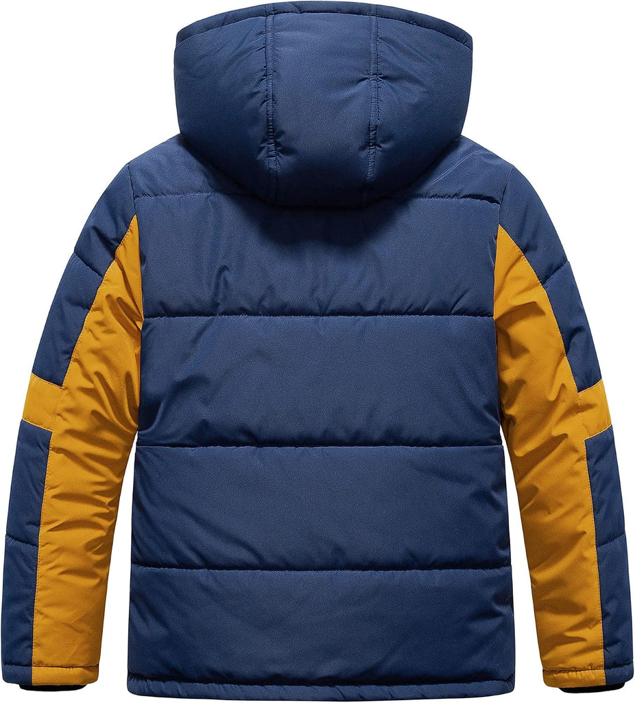 Boy's Warm Winter Coat Water Resistant Sherpa Outerwear Puffer Jackets With Removable Furry Hood