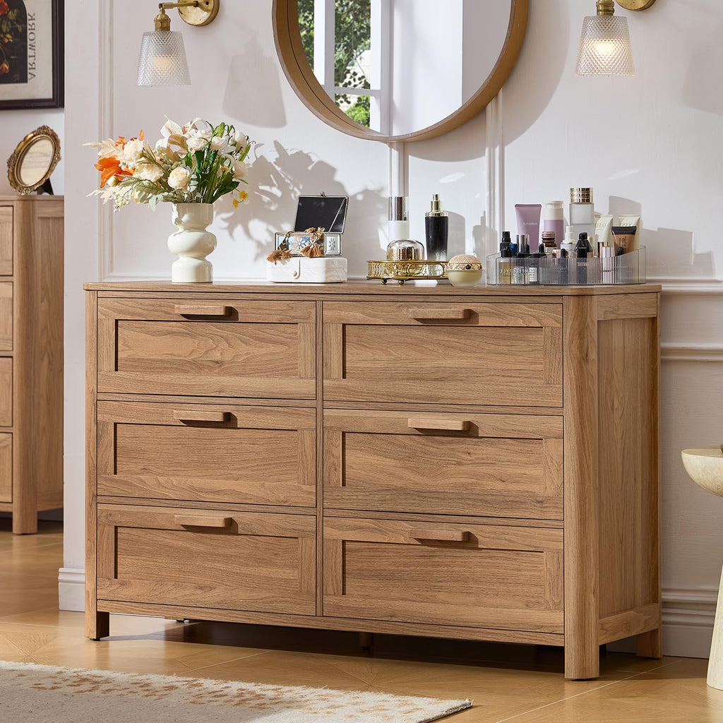 Farmhouse 6 Drawer Dresser, Brown