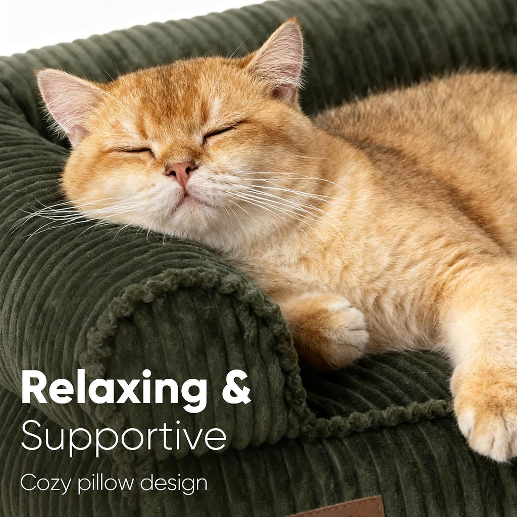 Dog Couch Bed, Corduroy Cozy Cat Bed, Waterproof, Washable Cover