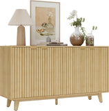 Fluted Sideboard Buffet Cabinet, 55" Modern Accent Console Cabinet with 4 Doors, 2 Adjustable Shelves and 5 Wood Legs