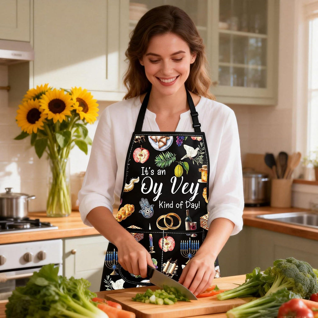 Jewish Apron Judaica Gift It's An Oy Vey Kind Of Day Gift Judaism Kitchen Apron Hanukkah Apron Jewish Passover Gifts