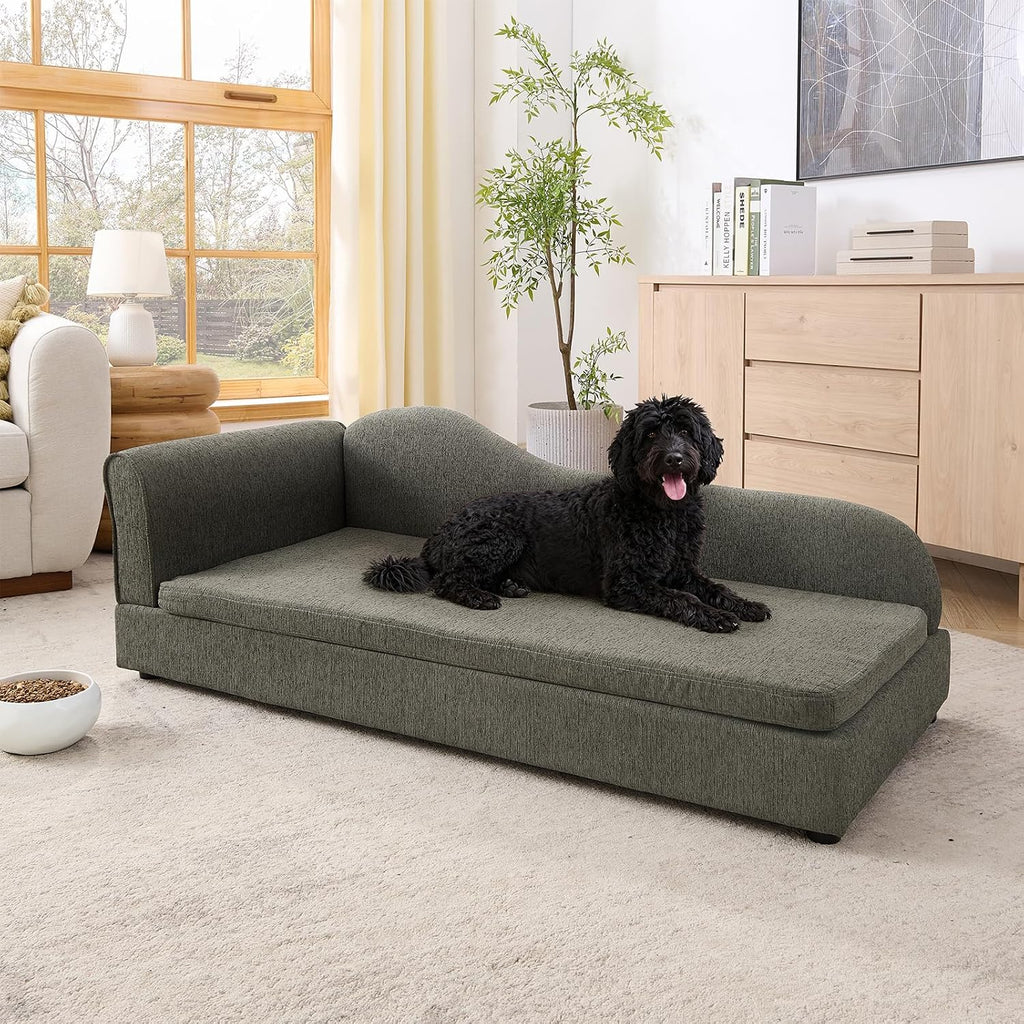 Oversized Pet Sofa for Medium & Large Dogs, Modern Dog Couch with Irregular Wave Backrest & Single Armrest