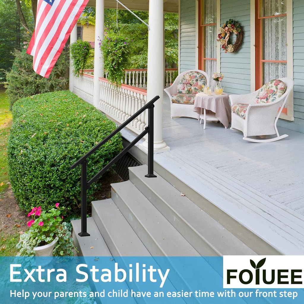 4 Step Hand Rail for Outdoor Steps, 1-Pack Metal Stair Railing Kit