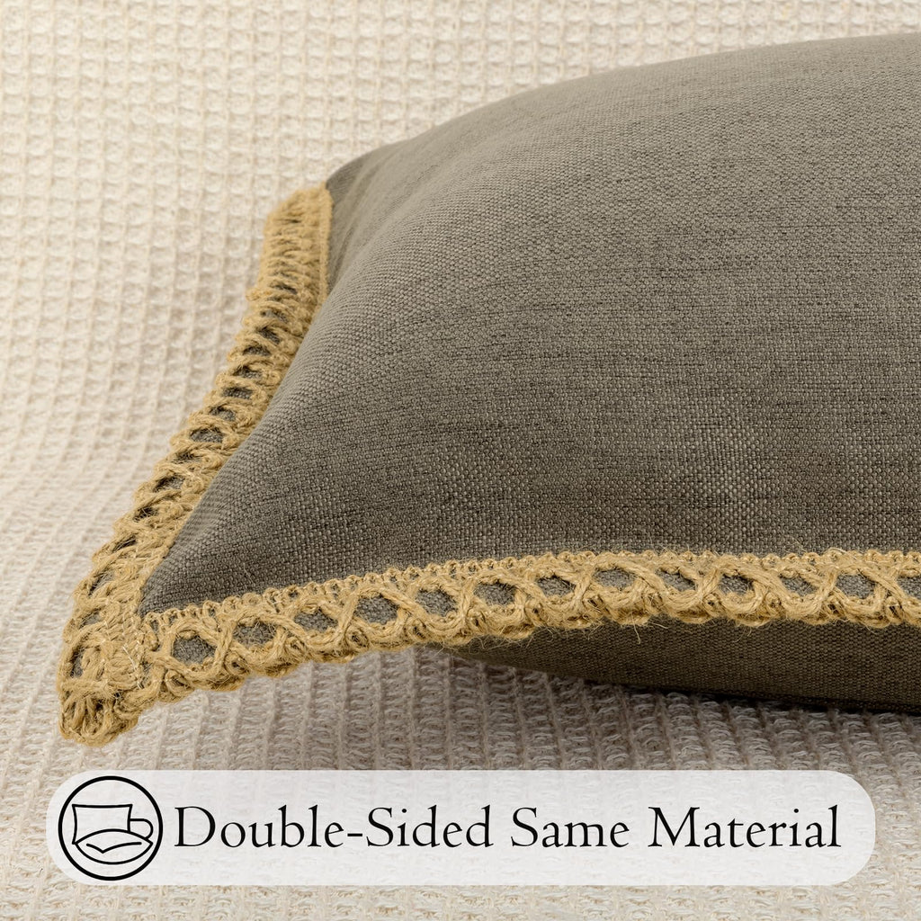 Burlap Linen 14X36 Lumbar Pillow Cover Dark Brown