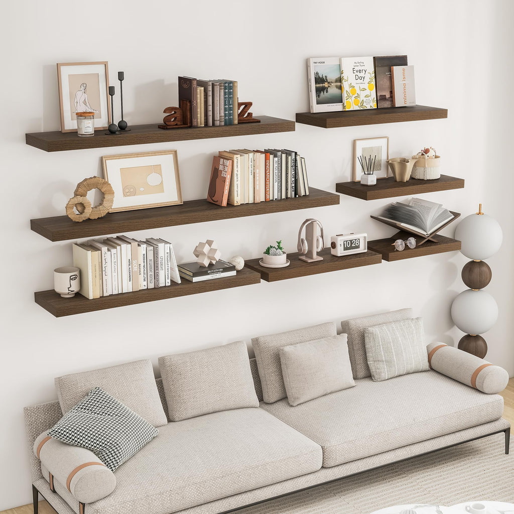 36Inch Floating Shelves for Wall 2Pack, Walnut, 8" Deep