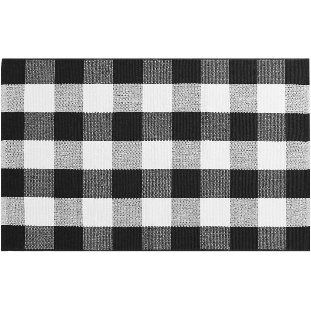 2x3 Buffalo Plaid Rug, Washable Outdoor Door Mat, Black White