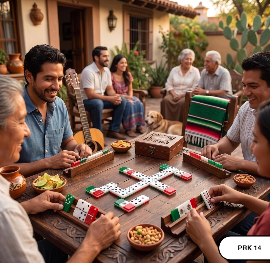 Mexico flag Dominoes Premium Edition Mexican Dominoes Set Deluxe - Double Six Domino Adult Tiles with Mexican Flag