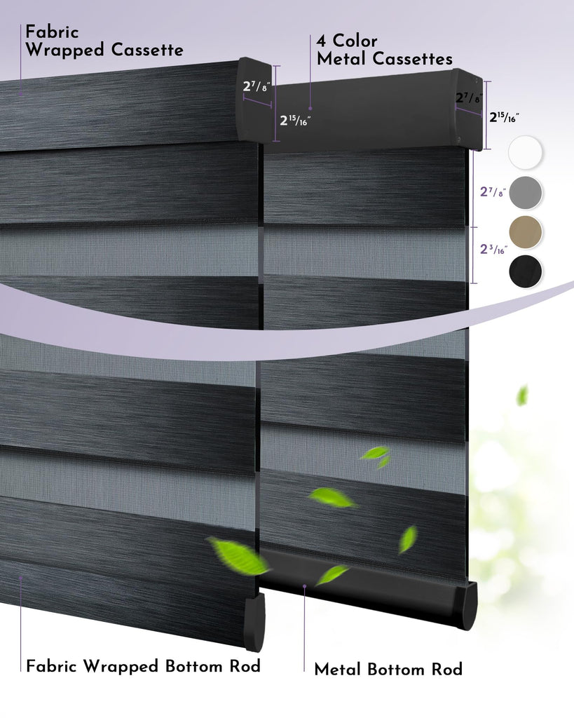 Motorized Zebra Blinds 100% Blackout Compatible with Alexa Horizontal Light Filtering Window Shades Remote Roller