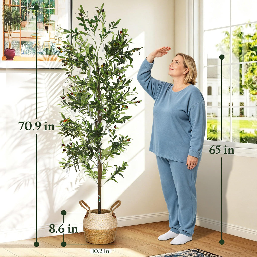 6FT Artificial Olive Tree Indoor with Lights & Planter, Dimmable