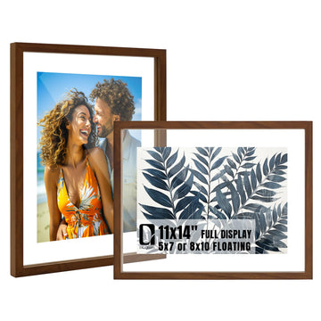 11x14 Floating Photo Picture Frame, Floating Display for Photos 8x10, 7x9, 5x7, 8.5x11 Certificate, or Full Display