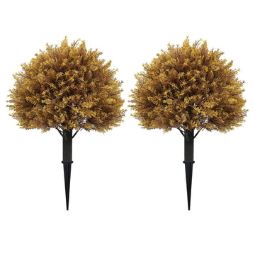 24" Artificial Fall Outdoor Plants, Faux Cypress Bushes & Shrubs, Set of 2