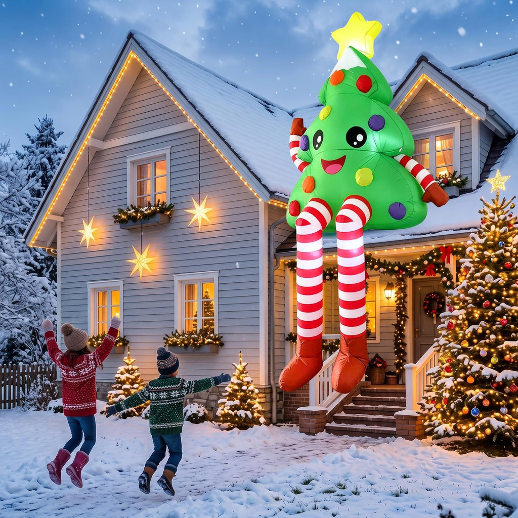 8FT Christmas Inflatables Sitting Christmas Tree Xmas Outdoor Decor