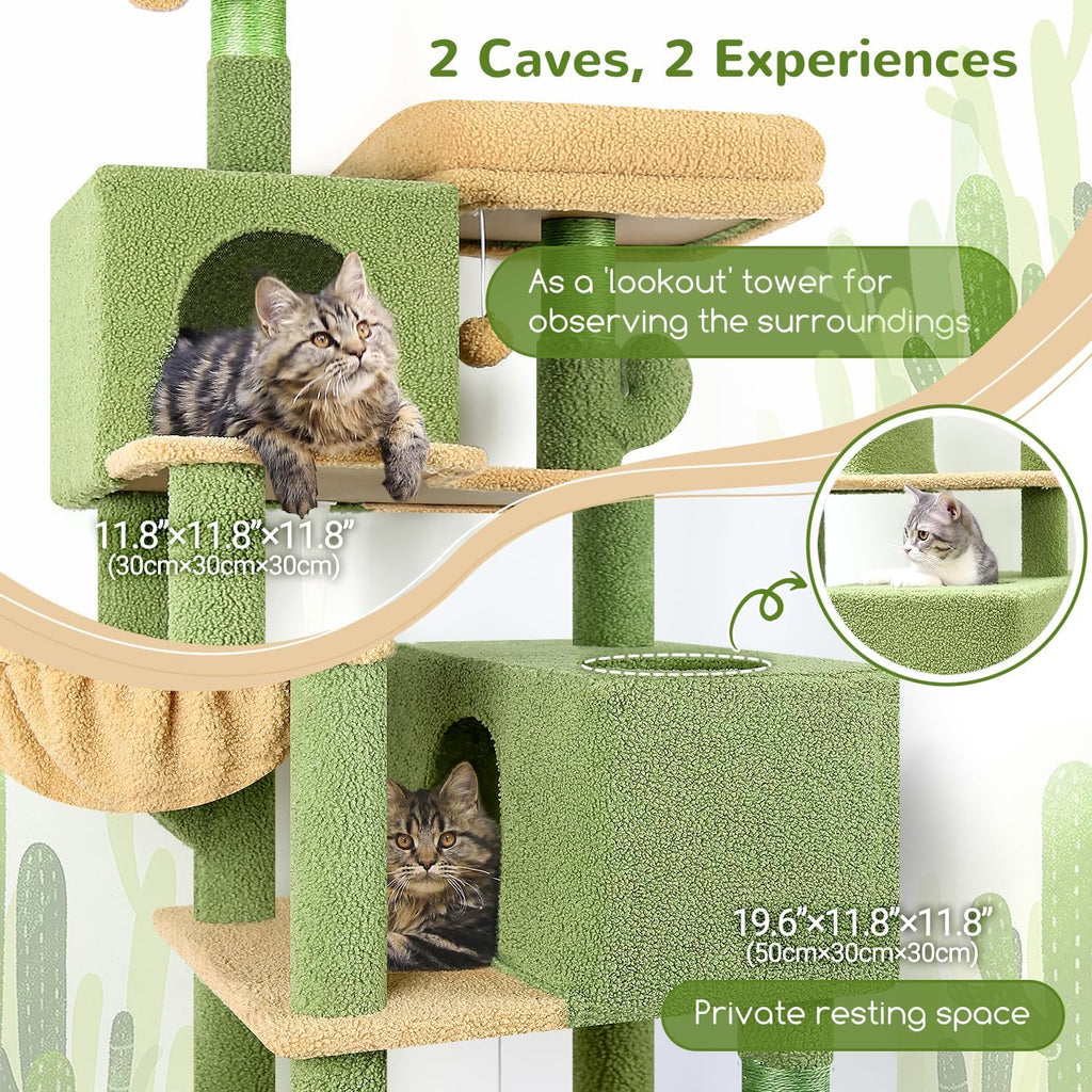 Extra Tall Cat Tree Tower for Indoor Cats, 76in, Cactus