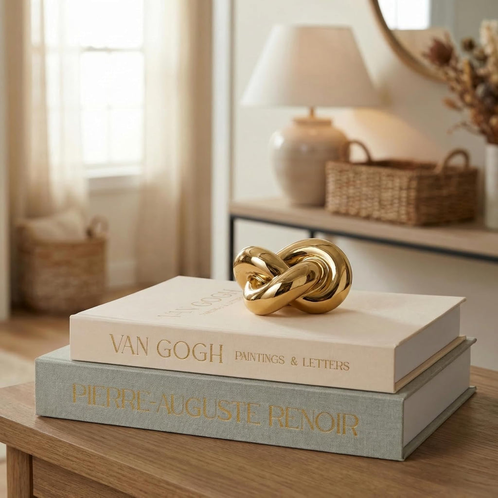 Decorative Books with Hidden Storage - Premium Linen Coffee Table Books, Van Gogh & Renoir Art Decor | Faux - Set of 2