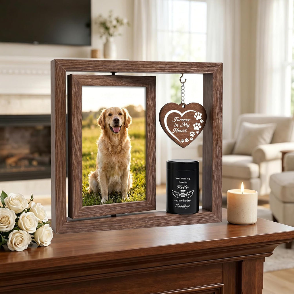 Memorial Gifts for Loss of Pet - Memorial Picture Frame and Small Urn Set