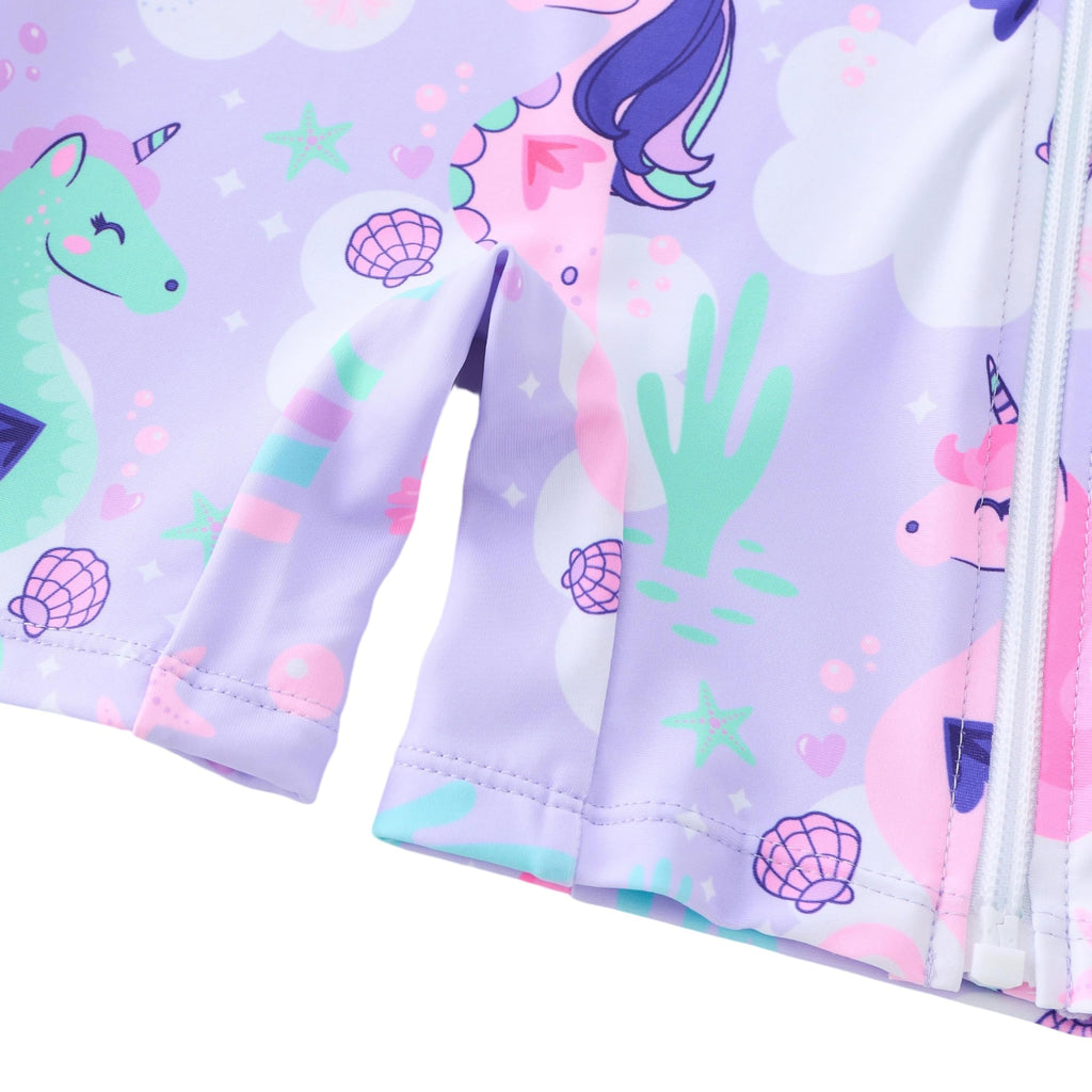 Baby Girl Swimsuit Toddler Bathing Suit Purple Seahorse