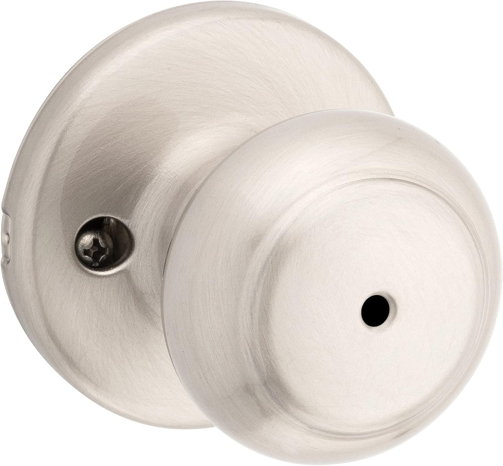 Cove Interior Privacy Door Knob with Lock, Door Handle , Satin Nickel Keyless Turn Lock Doorknob, with Microban