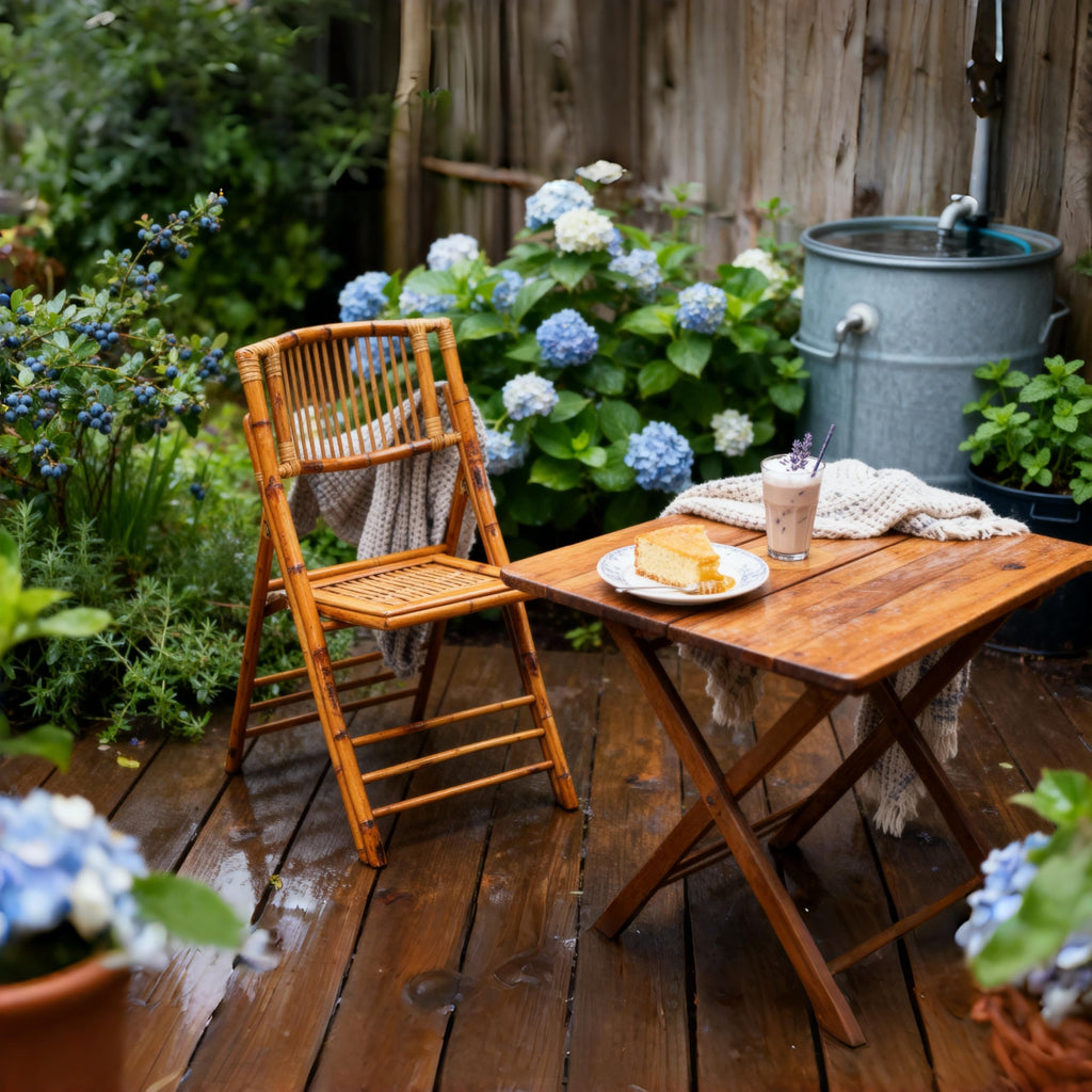 Bamboo Folding Chair, Completely Upgraded Foldable Vintage Dining Chair with 330lb Handcrafted Patio Garden Balcony