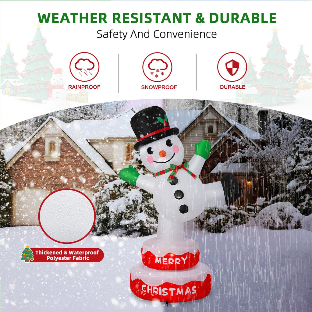 6FT Christmas Rotating Snowman Inflatables Outdoor Decorations, Snowman Inflatable Stands on Donut Base Xmas Blow Up