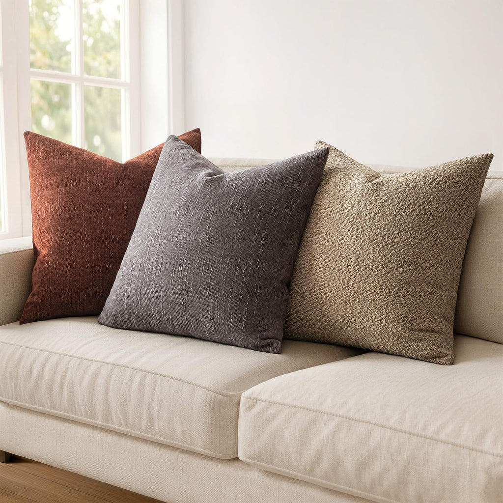 Textured Chenille Throw Pillow Covers 18x18 Inch Charcoal Gray