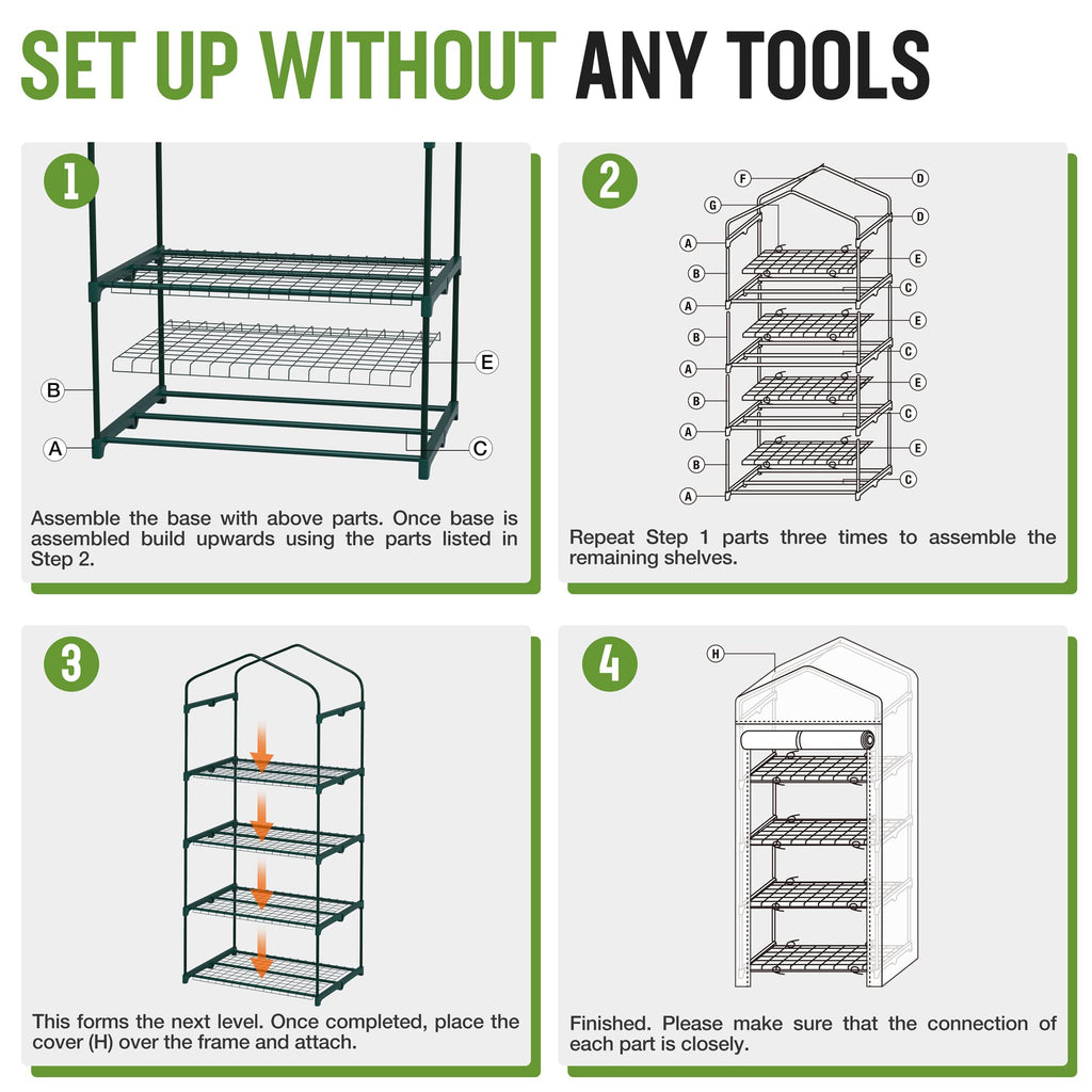 Mini Greenhouse, 4-Tier Portable Small Greenhouses (27"x 19"x 63")