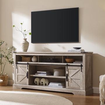 70" Farmhouse TV Stand for TVs up to 80", Light Rustic Oak
