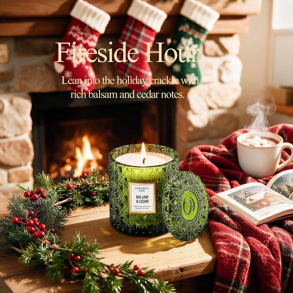 Balsam & Cedar Scented Candle Christmas Candles Gift, Christmas Festival Gifts, Large Luxury Scented Soy Jar Candles