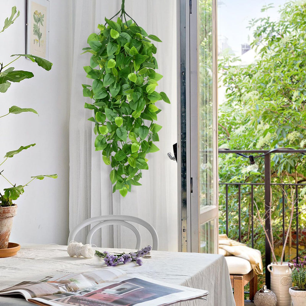 Fake Hanging Plants, 4Pcs Faux Ivy Pothos Vines Greenery