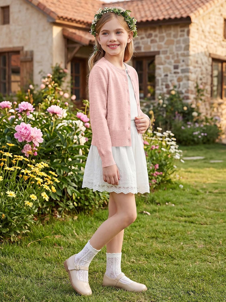 Sweater Kids Cropped Button Knit Sweaters