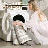 5x7 Washable Boho Moroccan Area Rug, Soft Neutral Non-Slip Carpet Cream Brown